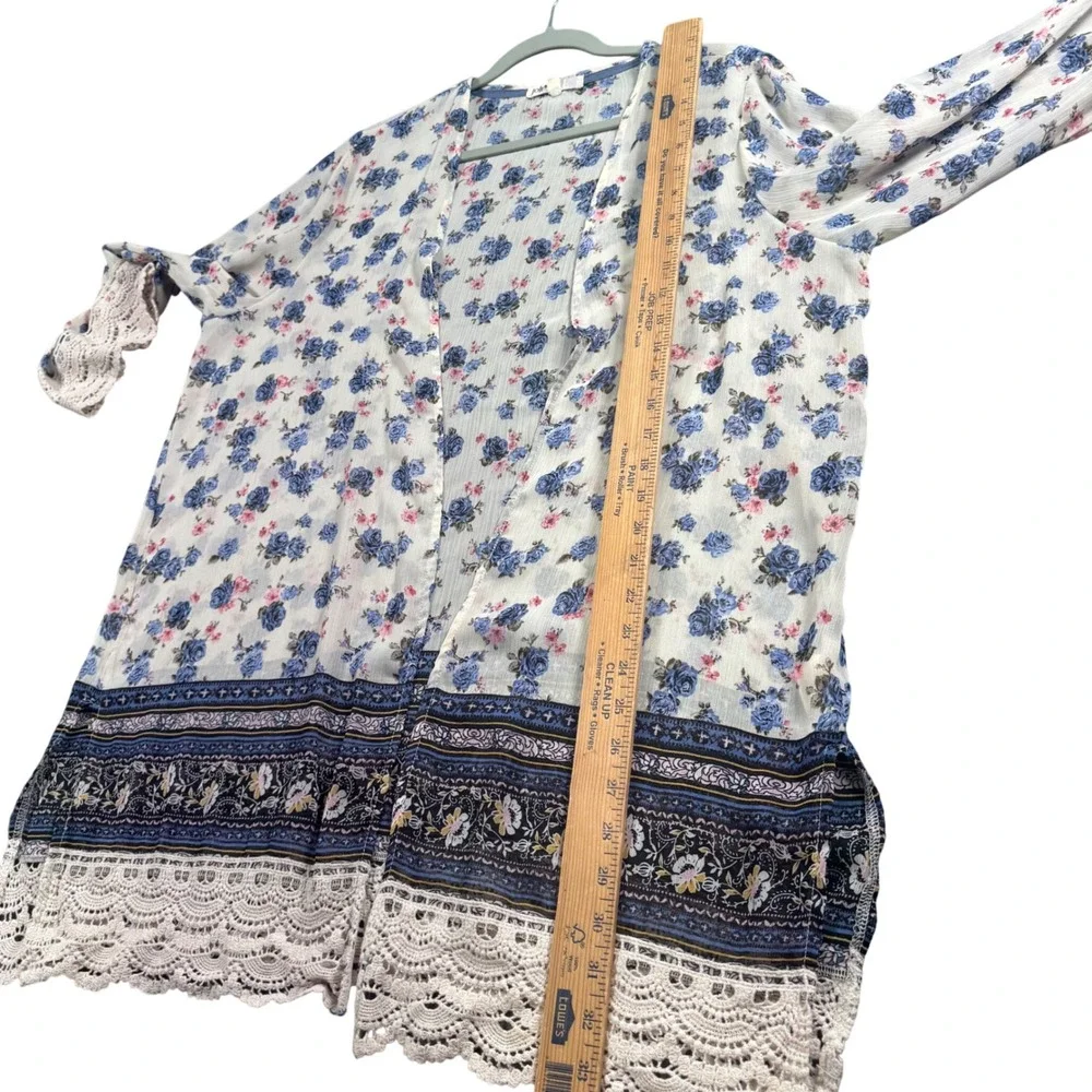 Boho Floral Crochet Lace Kimono Womens XL Cottagecore Festival Cardigan‎
